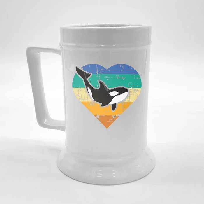 Orca Whale Heart Whale Lover Marine Biologist Whales Front & Back Beer Stein