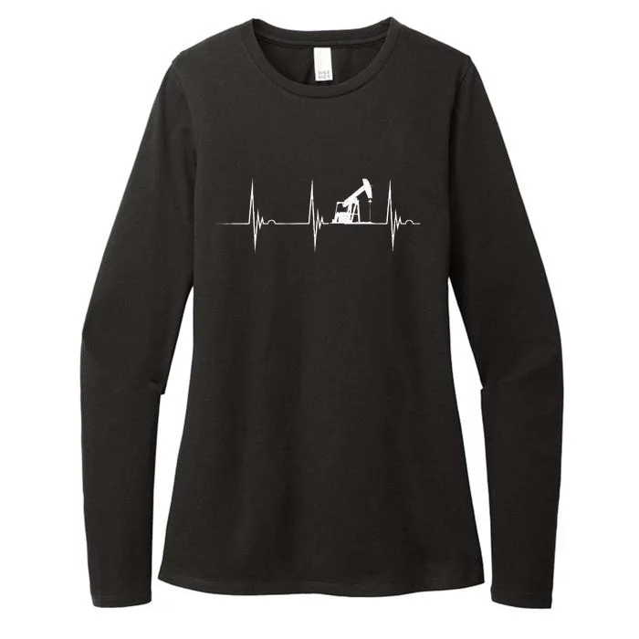 Oilfield Worker Heartbeat EKG Pulse Oil Rig American Gas Womens CVC Long Sleeve Shirt