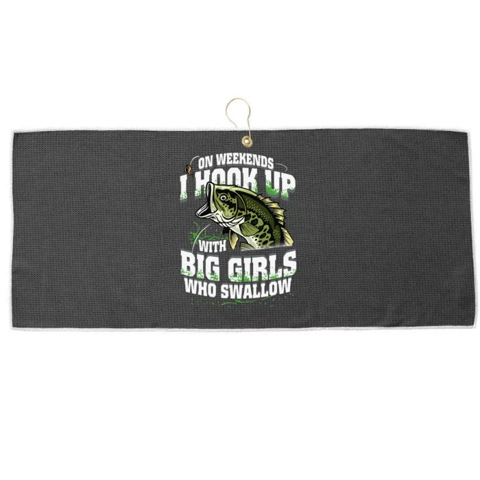 On Weekends I Hook Up With Big Who Swallow Fishing Gift Large Microfiber Waffle Golf Towel