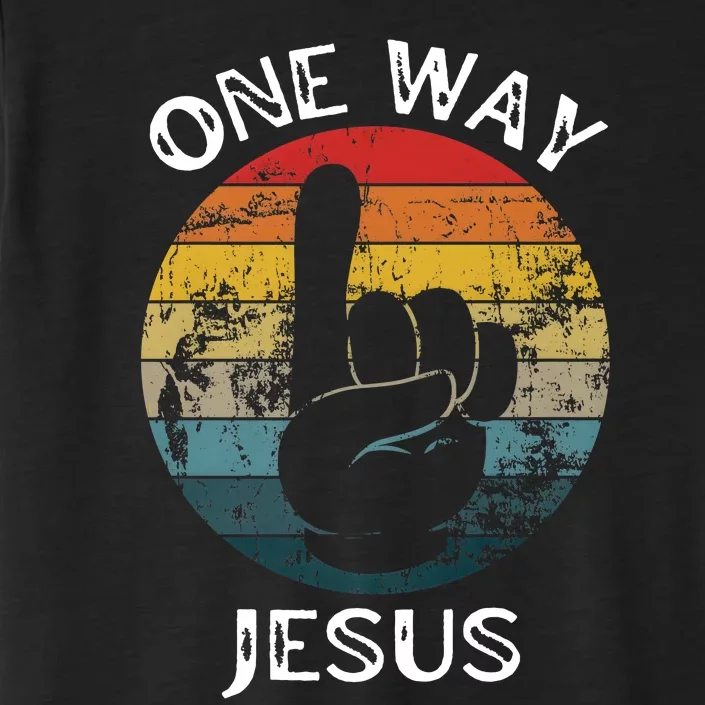 One Way Jesus People Christian Revolution Finger Up Retro ChromaSoft Performance T-Shirt