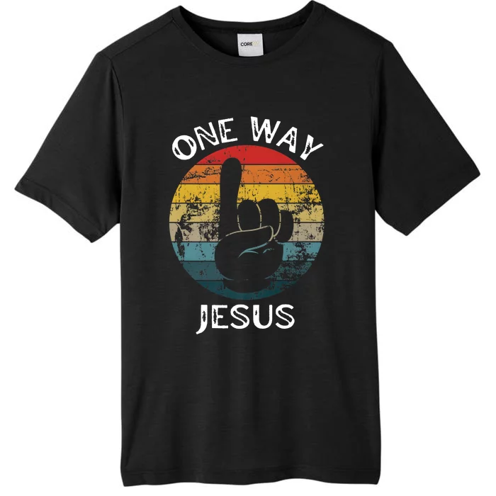 One Way Jesus People Christian Revolution Finger Up Retro ChromaSoft Performance T-Shirt