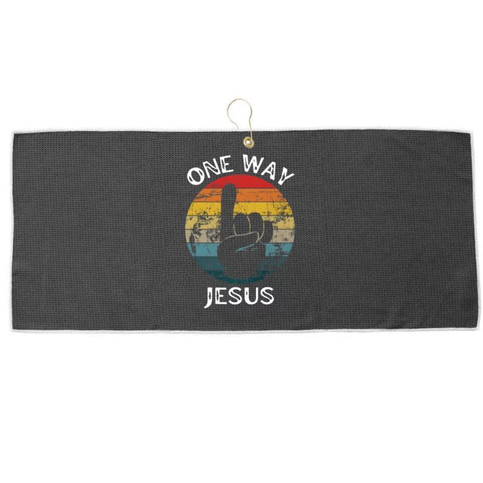 One Way Jesus People Christian Revolution Finger Up Retro Large Microfiber Waffle Golf Towel