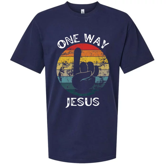 One Way Jesus People Christian Revolution Finger Up Retro Sueded Cloud Jersey T-Shirt