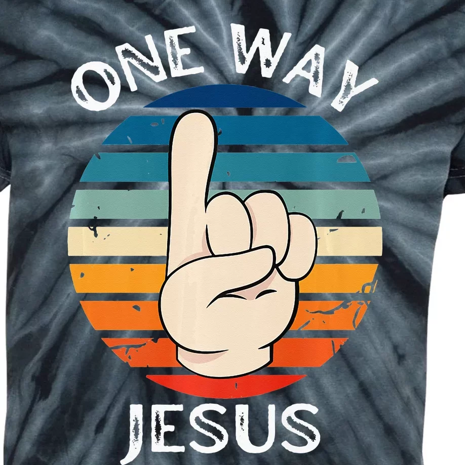 One Way Jesus People Christian Revolution Finger Up Retro Kids Tie-Dye T-Shirt