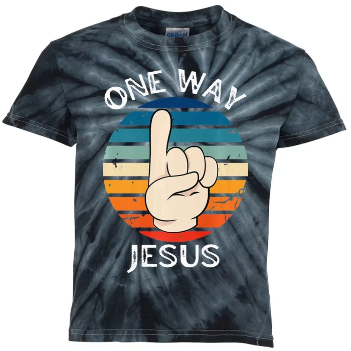 One Way Jesus People Christian Revolution Finger Up Retro Kids Tie-Dye T-Shirt