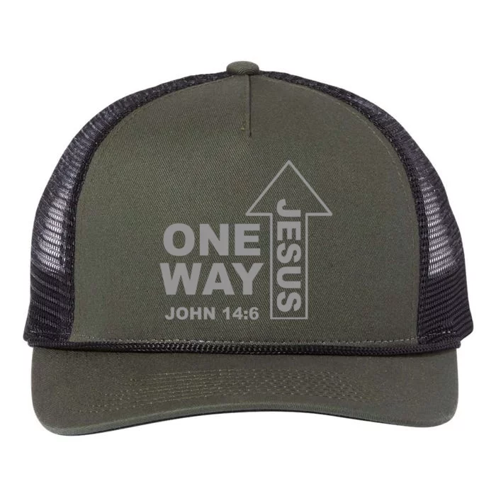 One Way Jesus Christian Retro Rope Trucker Hat Cap