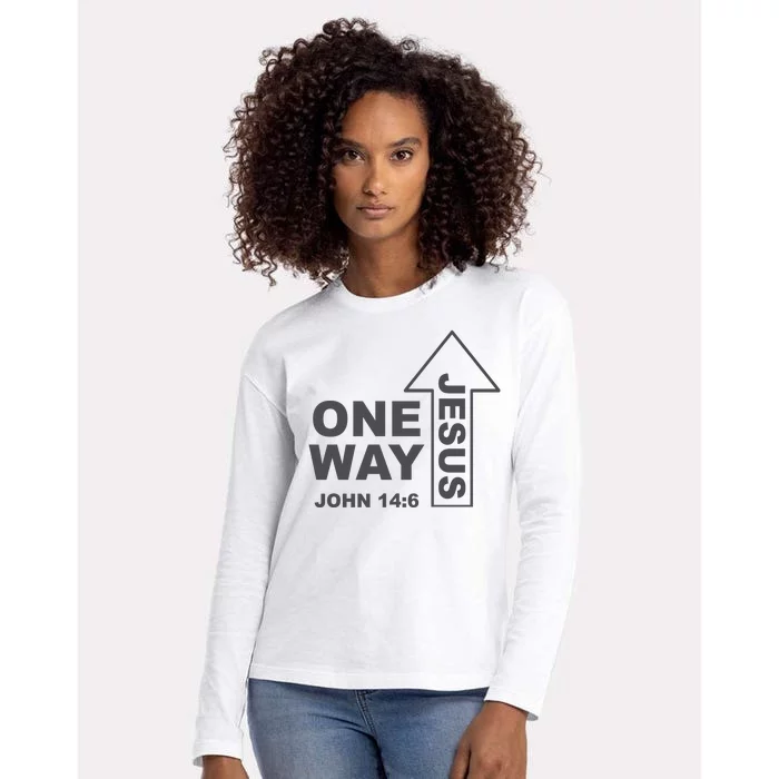 One Way Jesus Christian Womens Cotton Relaxed Long Sleeve T-Shirt