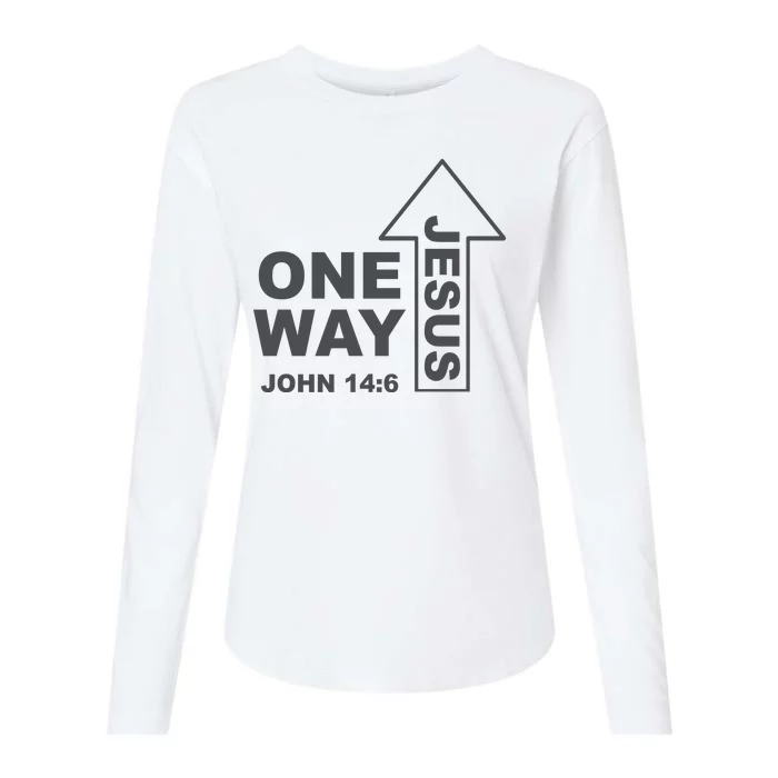 One Way Jesus Christian Womens Cotton Relaxed Long Sleeve T-Shirt