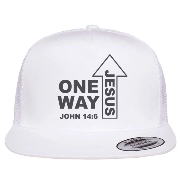 One Way Jesus Christian Flat Bill Trucker Hat