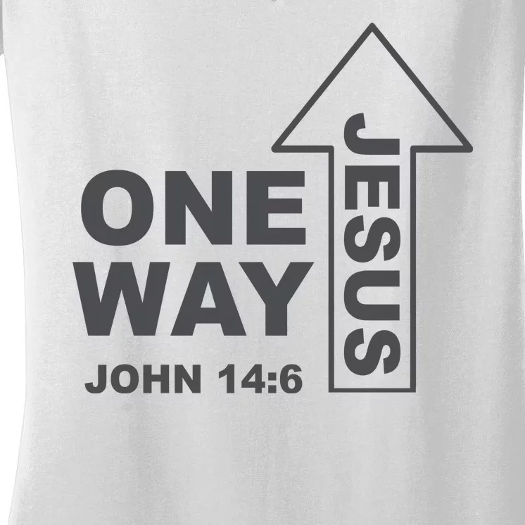 One Way Jesus Christian Women's V-Neck T-Shirt