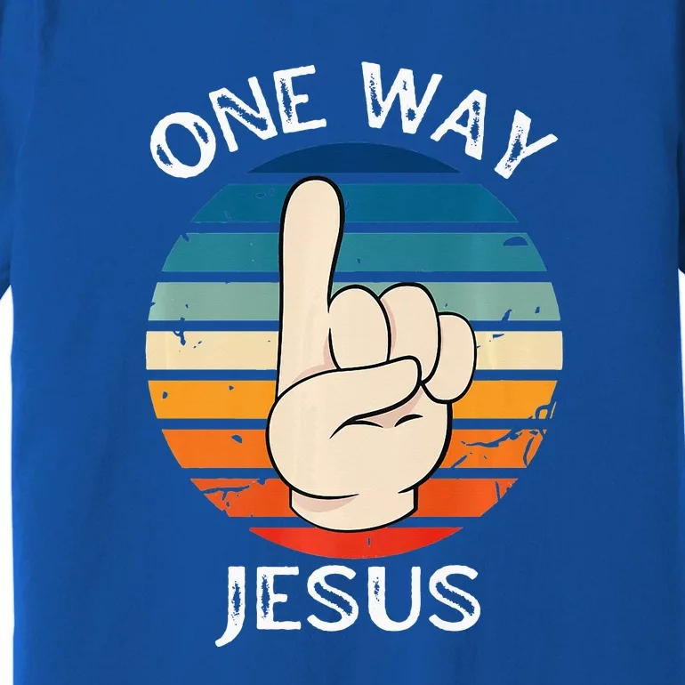 One Way Jesus People Christian Revolution Finger Up Retro Premium T-Shirt