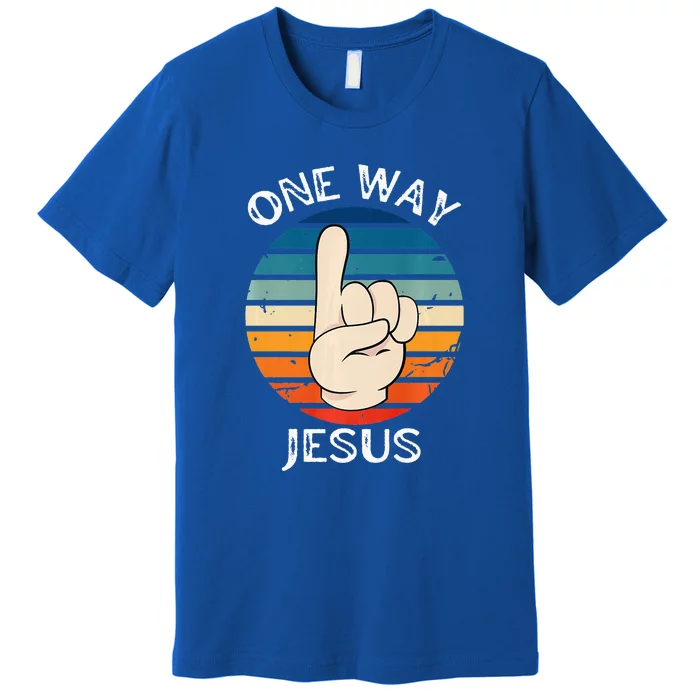 One Way Jesus People Christian Revolution Finger Up Retro Premium T-Shirt