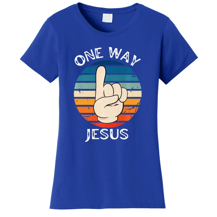 One Way Jesus People Christian Revolution Finger Up Retro Women's T-Shirt