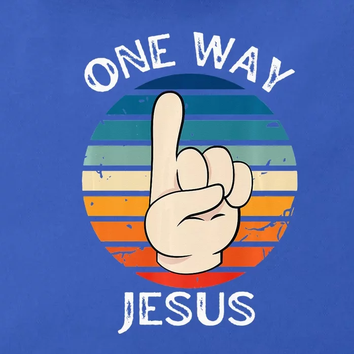 One Way Jesus People Christian Revolution Finger Up Retro Zip Tote Bag