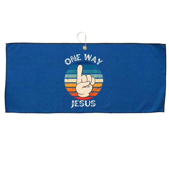 One Way Jesus People Christian Revolution Finger Up Retro Large Microfiber Waffle Golf Towel