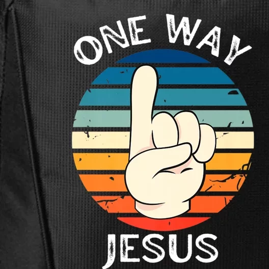 One Way Jesus People Christian Revolution Finger Up Retro City Backpack