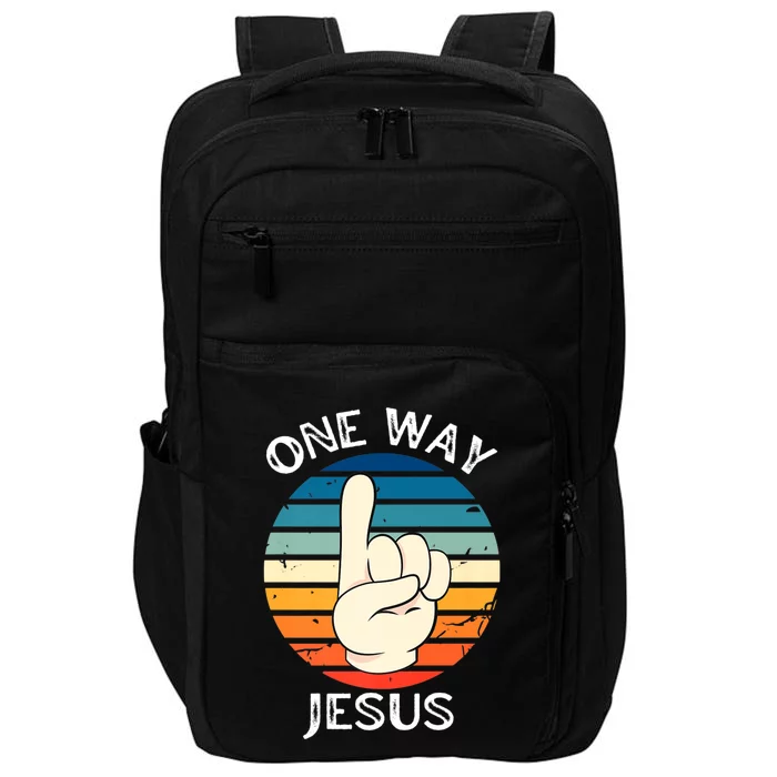 One Way Jesus People Christian Revolution Finger Up Retro Impact Tech Backpack