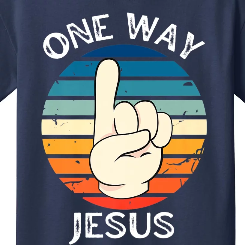 One Way Jesus People Christian Revolution Finger Up Retro Kids T-Shirt