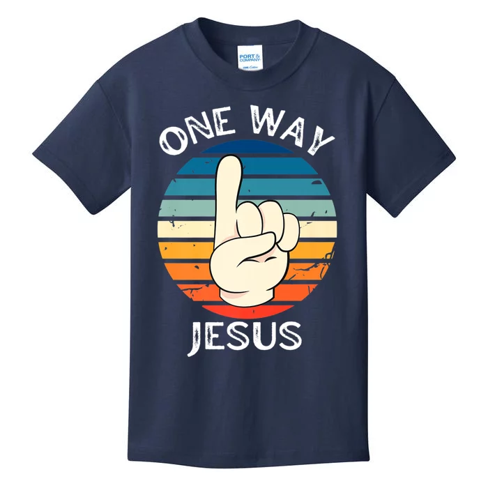 One Way Jesus People Christian Revolution Finger Up Retro Kids T-Shirt