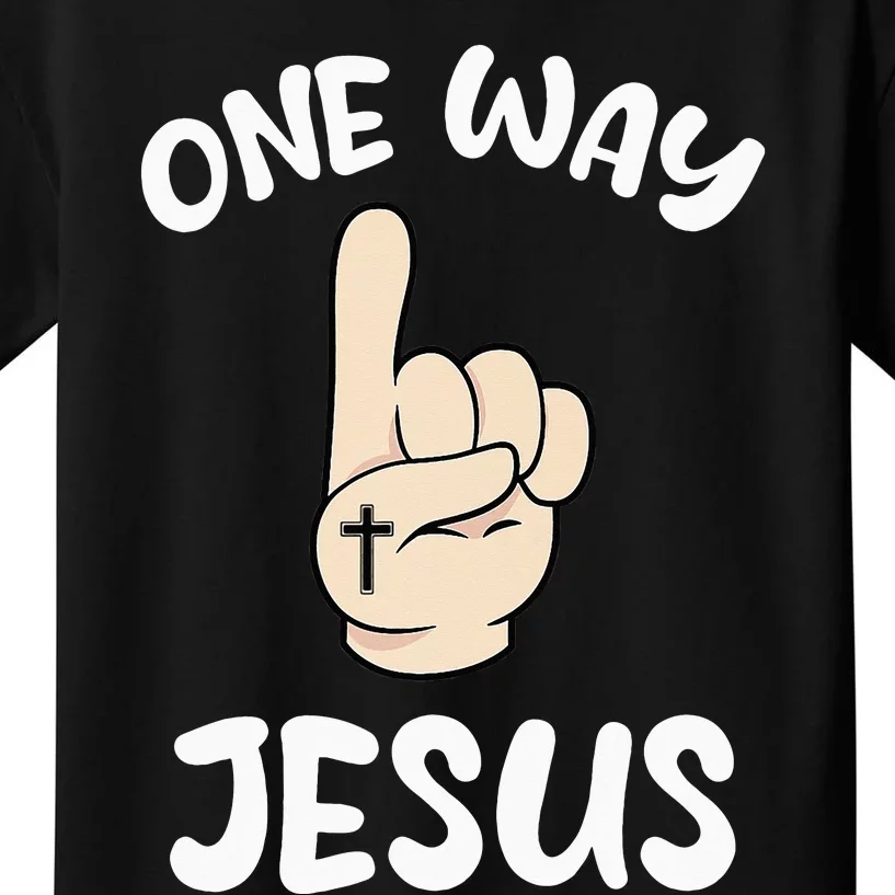 One Way Jesus People Christian Revolution Finger Up Kids T-Shirt