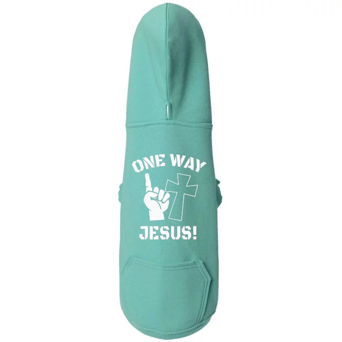 One Way Jesus People Christian Revolution Finger Up Retro Doggie 3-End Fleece Hoodie