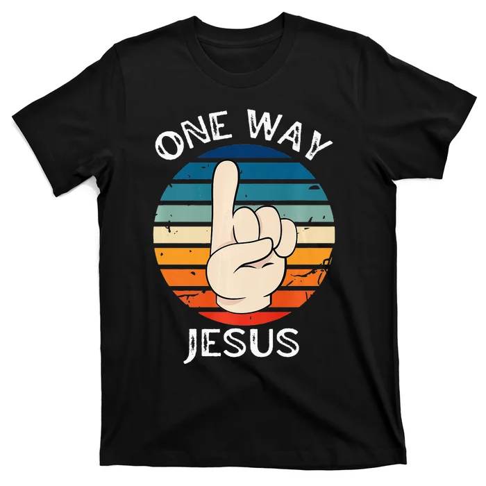 One Way Jesus People Christian Revolution Finger Up T-Shirt