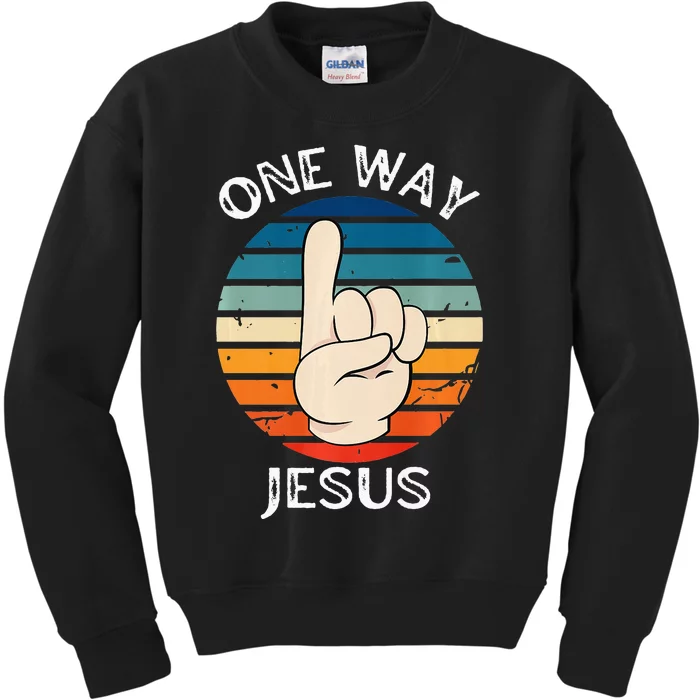 One Way Jesus People Christian Revolution Finger Up Kids Sweatshirt