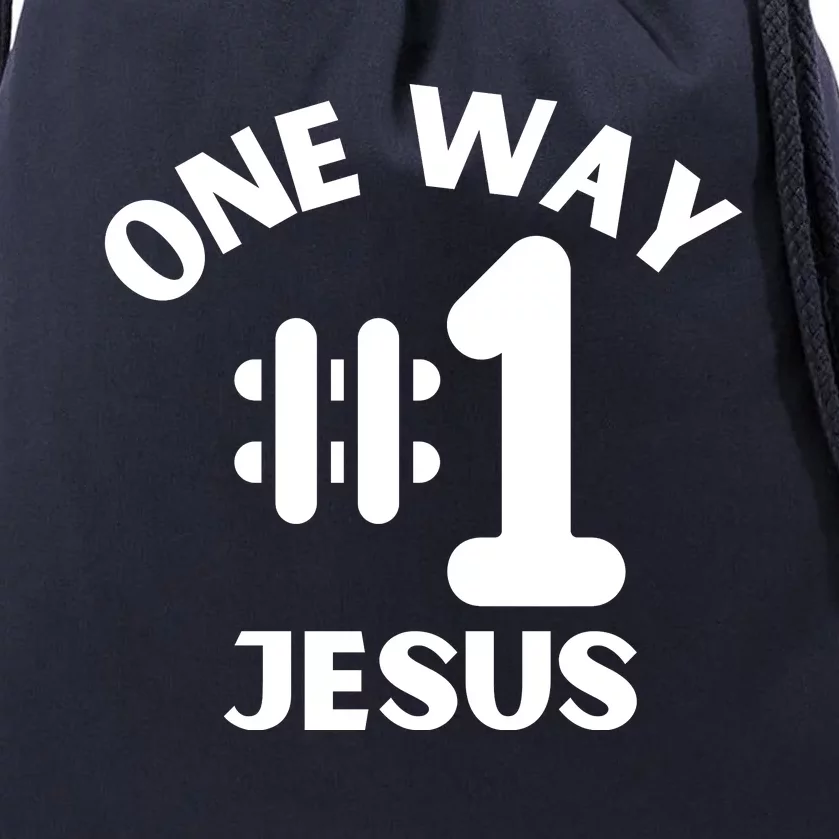 One Way Jesus People Christian Revolution Finger Up Retro Drawstring Bag