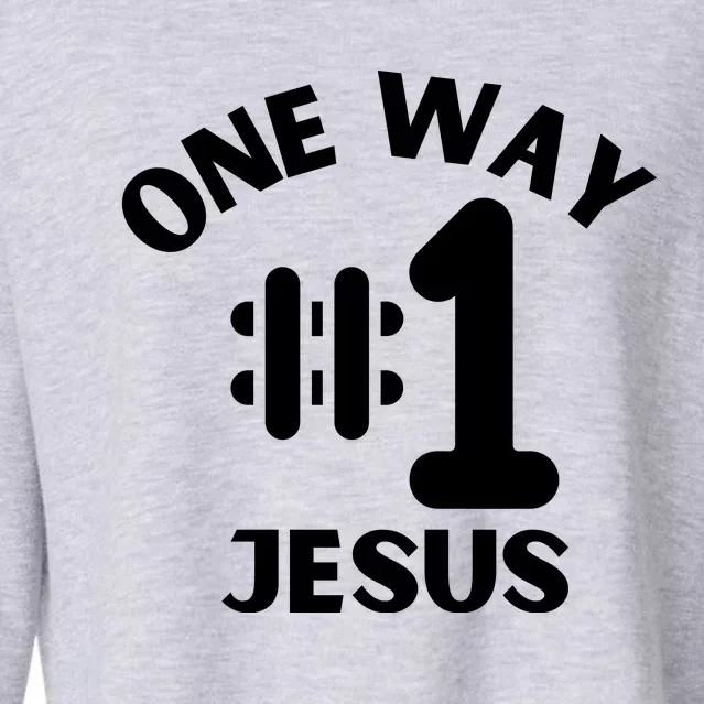 One Way Jesus People Christian Revolution Finger Up Retro Cropped Pullover Crew