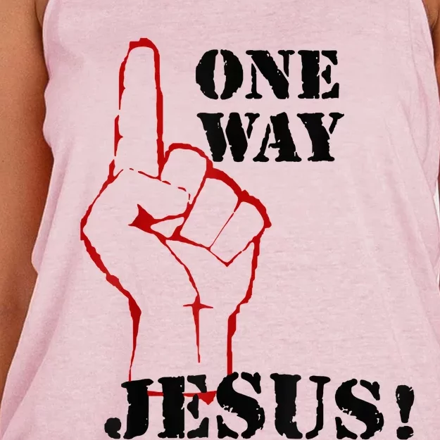 One Way Jesus People Christian Revolution Finger Up Retro Women's Knotted Racerback Tank