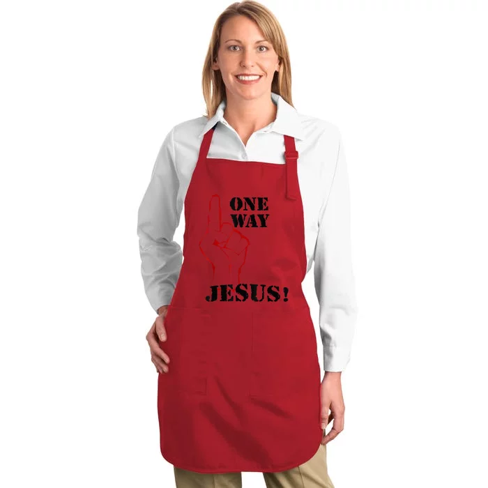 One Way Jesus People Christian Revolution Finger Up Retro Full-Length Apron With Pocket