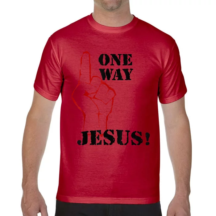 One Way Jesus People Christian Revolution Finger Up Retro Comfort Colors T-Shirt