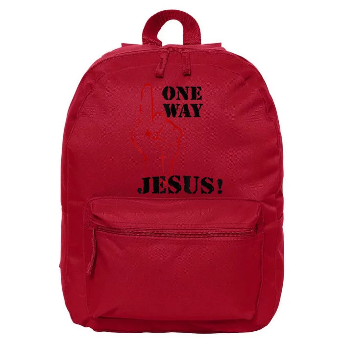 One Way Jesus People Christian Revolution Finger Up Retro 16 in Basic Backpack