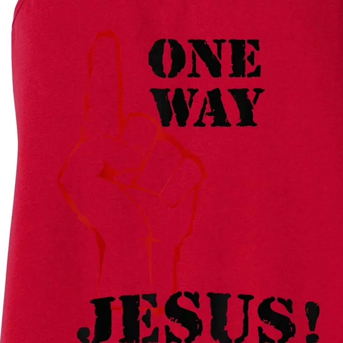 One Way Jesus People Christian Revolution Finger Up Retro Women's Racerback Tank