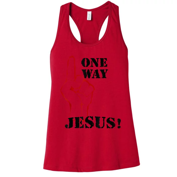 One Way Jesus People Christian Revolution Finger Up Retro Women's Racerback Tank