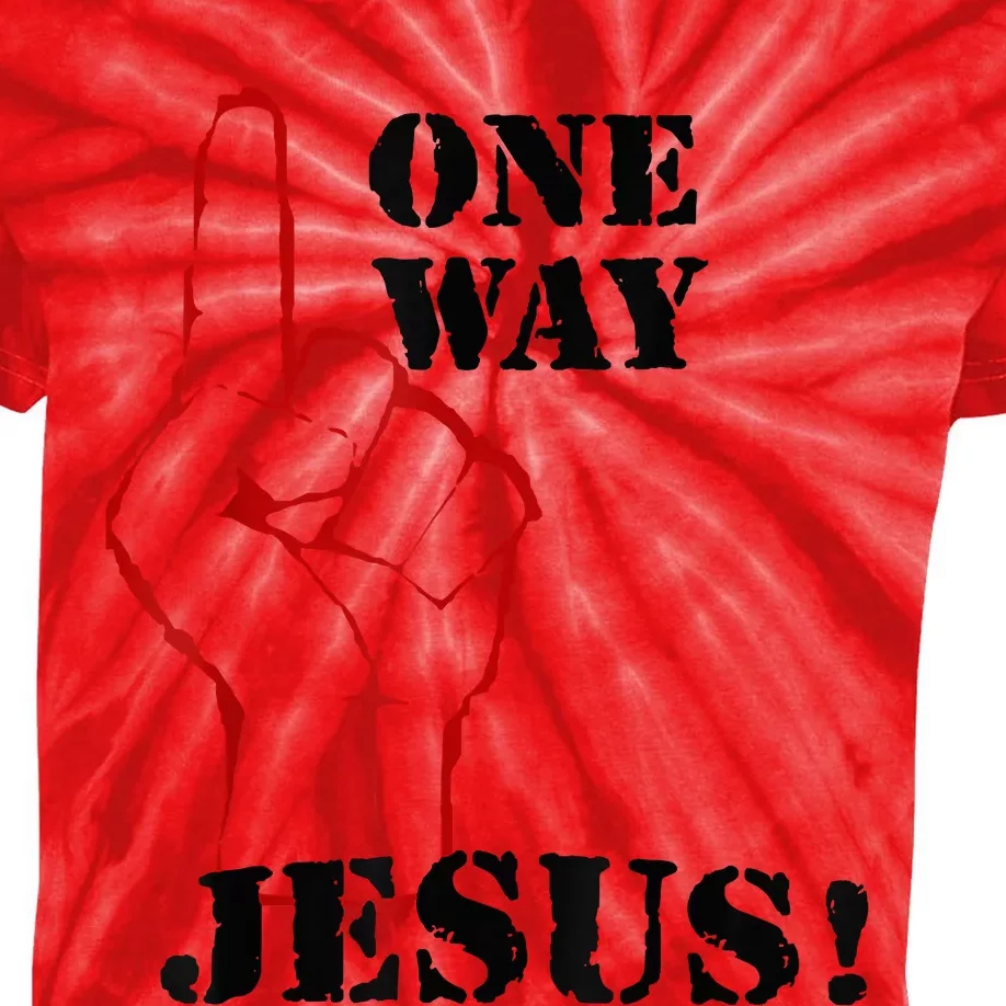 One Way Jesus People Christian Revolution Finger Up Retro Kids Tie-Dye T-Shirt