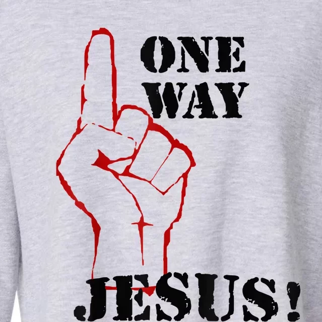 One Way Jesus People Christian Revolution Finger Up Retro Cropped Pullover Crew