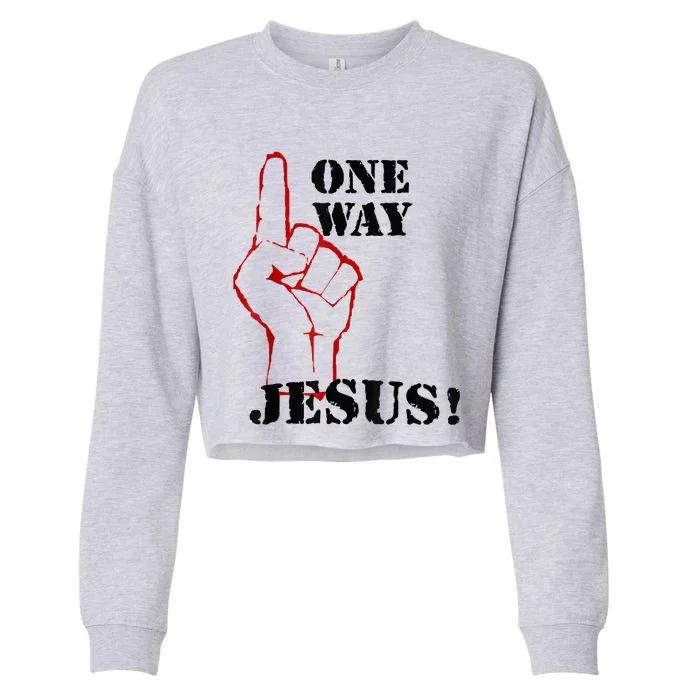 One Way Jesus People Christian Revolution Finger Up Retro Cropped Pullover Crew