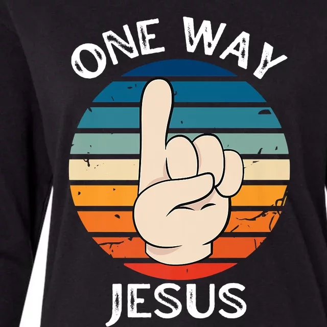 One Way Jesus People Christian Revolution Finger Up Retro Womens Cotton Relaxed Long Sleeve T-Shirt