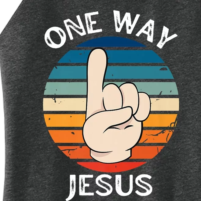 One Way Jesus People Christian Revolution Finger Up Retro Women’s Perfect Tri Rocker Tank