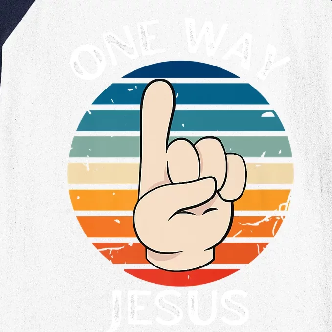 One Way Jesus People Christian Revolution Finger Up Retro Baseball Sleeve Shirt