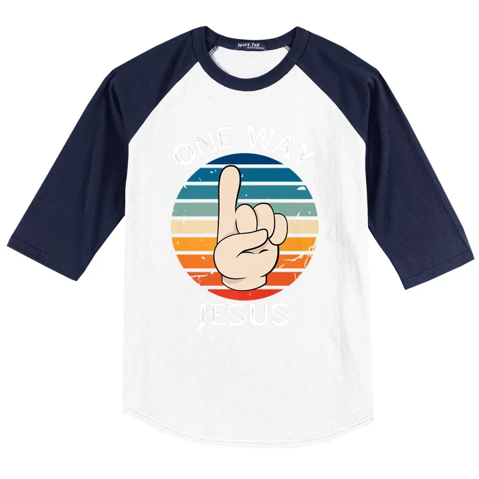 One Way Jesus People Christian Revolution Finger Up Retro Baseball Sleeve Shirt