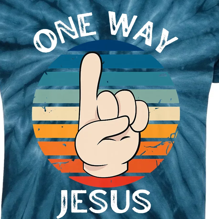 One Way Jesus People Christian Revolution Finger Up Retro Kids Tie-Dye T-Shirt