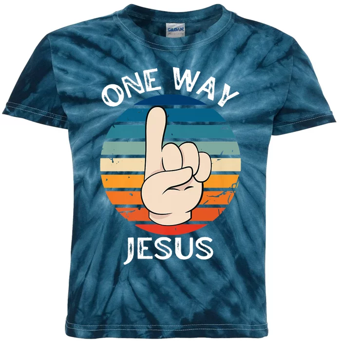 One Way Jesus People Christian Revolution Finger Up Retro Kids Tie-Dye T-Shirt