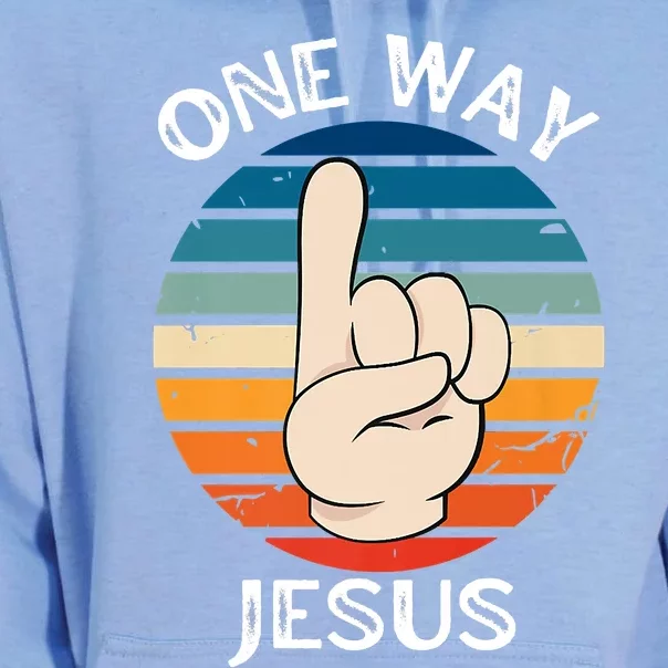 One Way Jesus People Christian Revolution Finger Up Retro Unisex Surf Hoodie