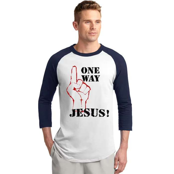 One Way Jesus People Christian Revolution Finger Up Retro Baseball Sleeve Shirt