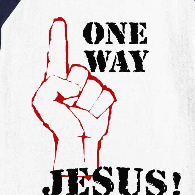 One Way Jesus People Christian Revolution Finger Up Retro Baseball Sleeve Shirt