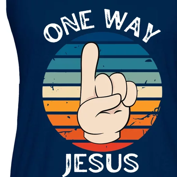 One Way Jesus People Christian Revolution Finger Up Retro Ladies Essential Flowy Tank