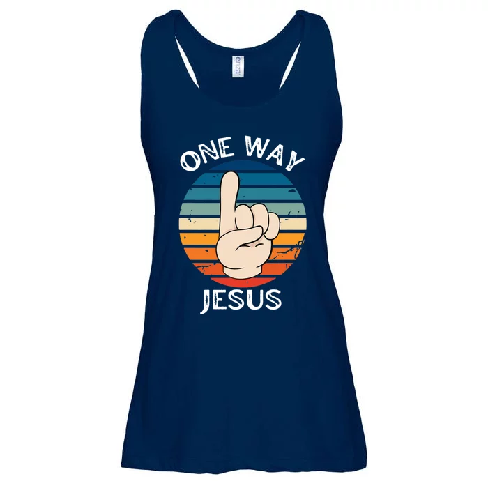 One Way Jesus People Christian Revolution Finger Up Retro Ladies Essential Flowy Tank