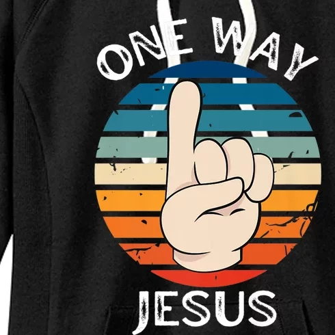 One Way Jesus People Christian Revolution Finger Up Retro Premium Women's Fleece Hoodie